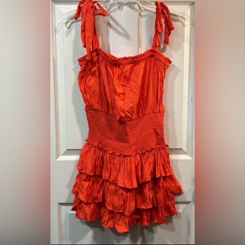 Gab Loves Kate Trinity Mini Ruffle Orange Dress size Medium